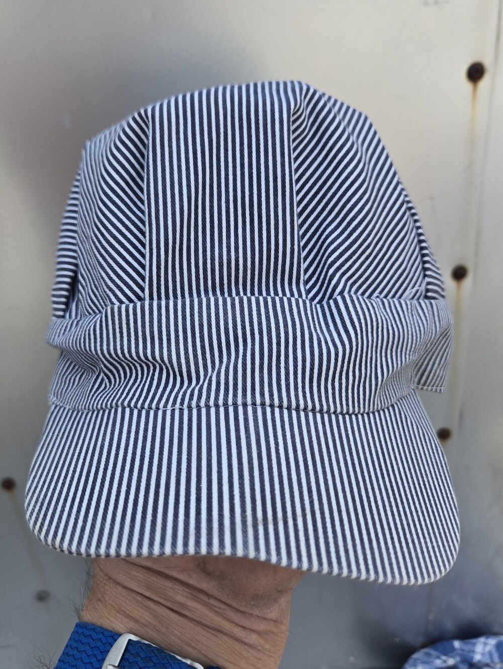 Childs Hickory Stripe Engineer Cap good for Halloween